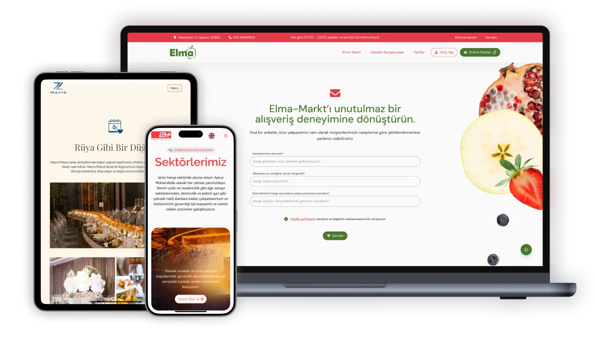 Karkiraz tarafından tasarlanan web ve mobil arayüzler