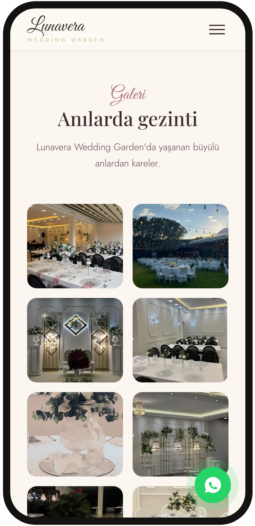 Wedding garden photo gallery on a phone