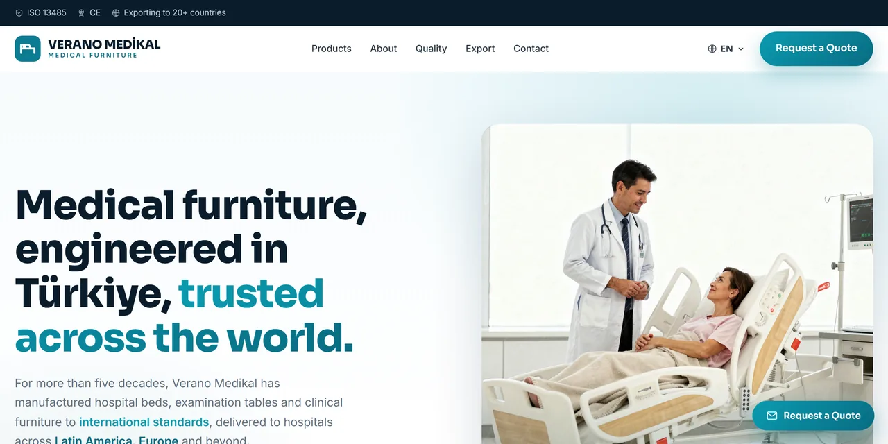Multilingual manufacturer website screen