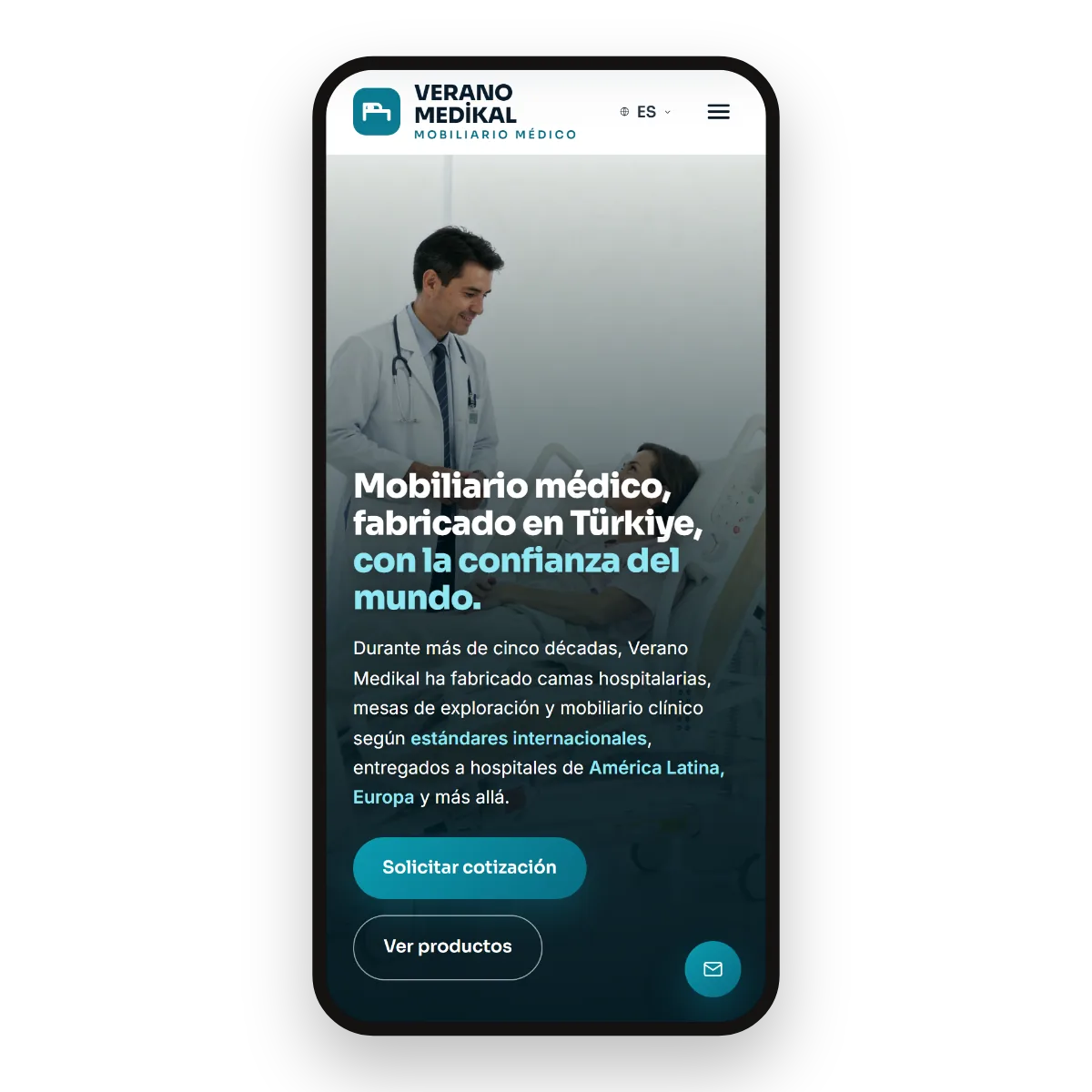Multilingual export website open on a phone