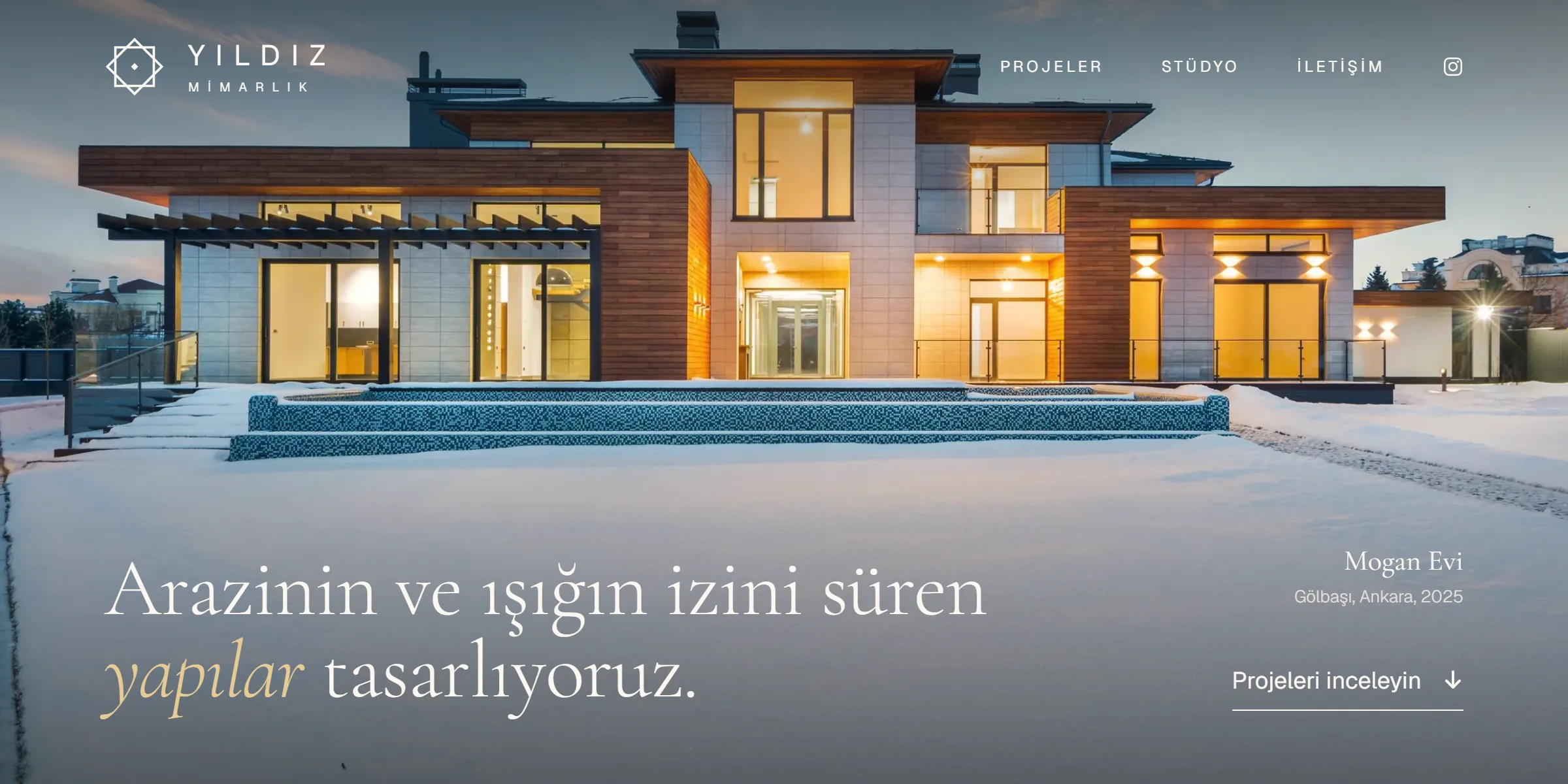Architecture office site homepage on desktop