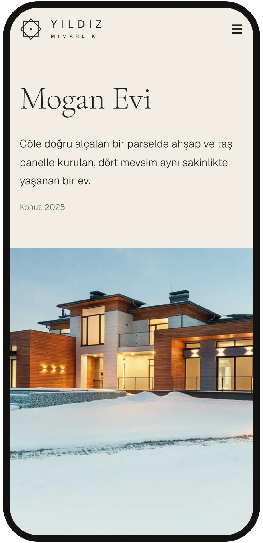 Project page with project name, summary and cover image on a phone