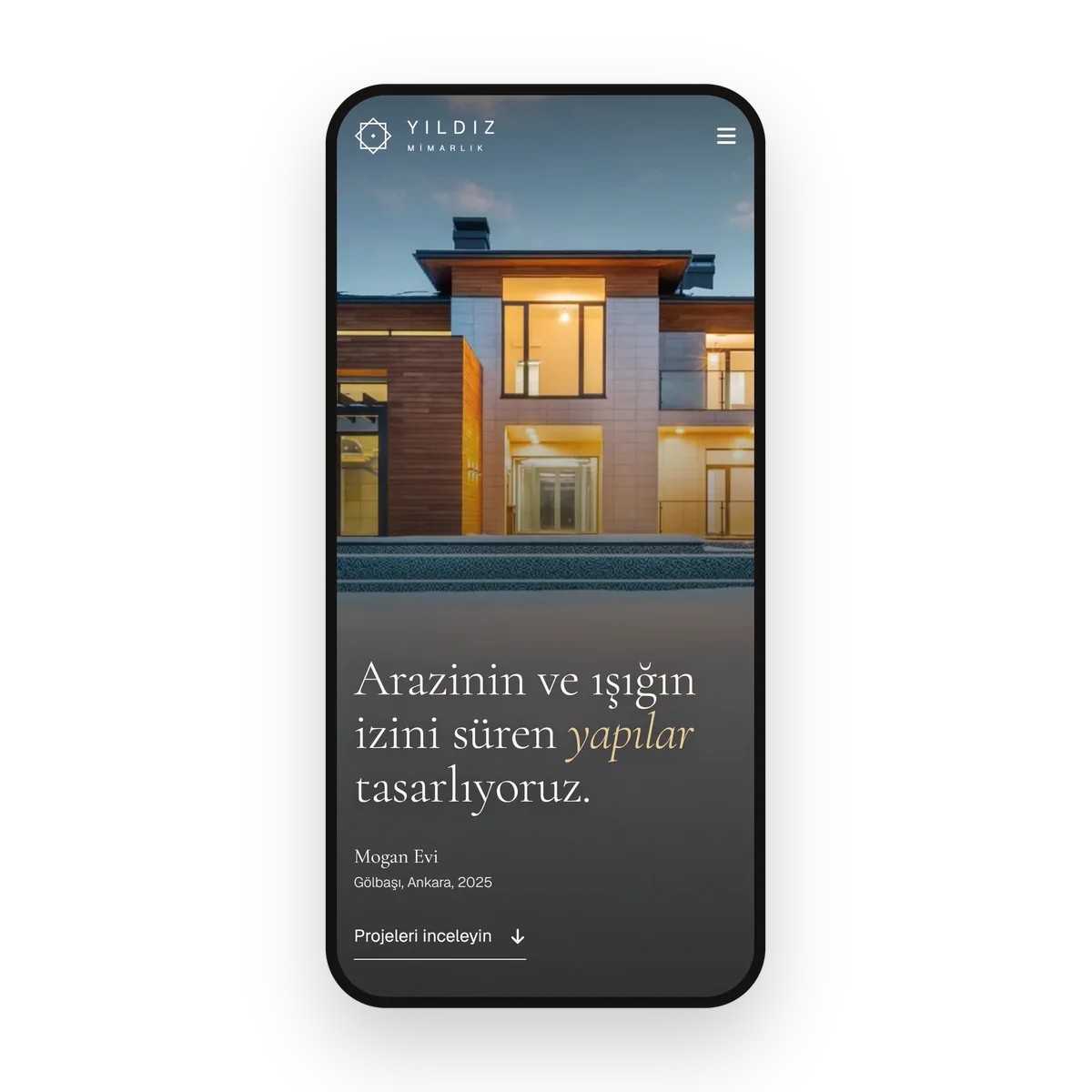 Architecture office website open on a phone