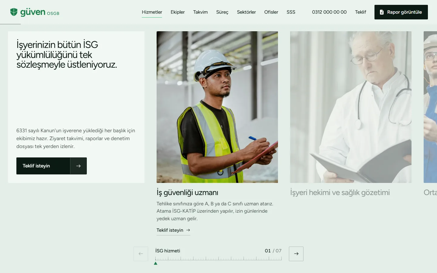 Safety specialist, workplace physician and workplace measurement service cards on desktop