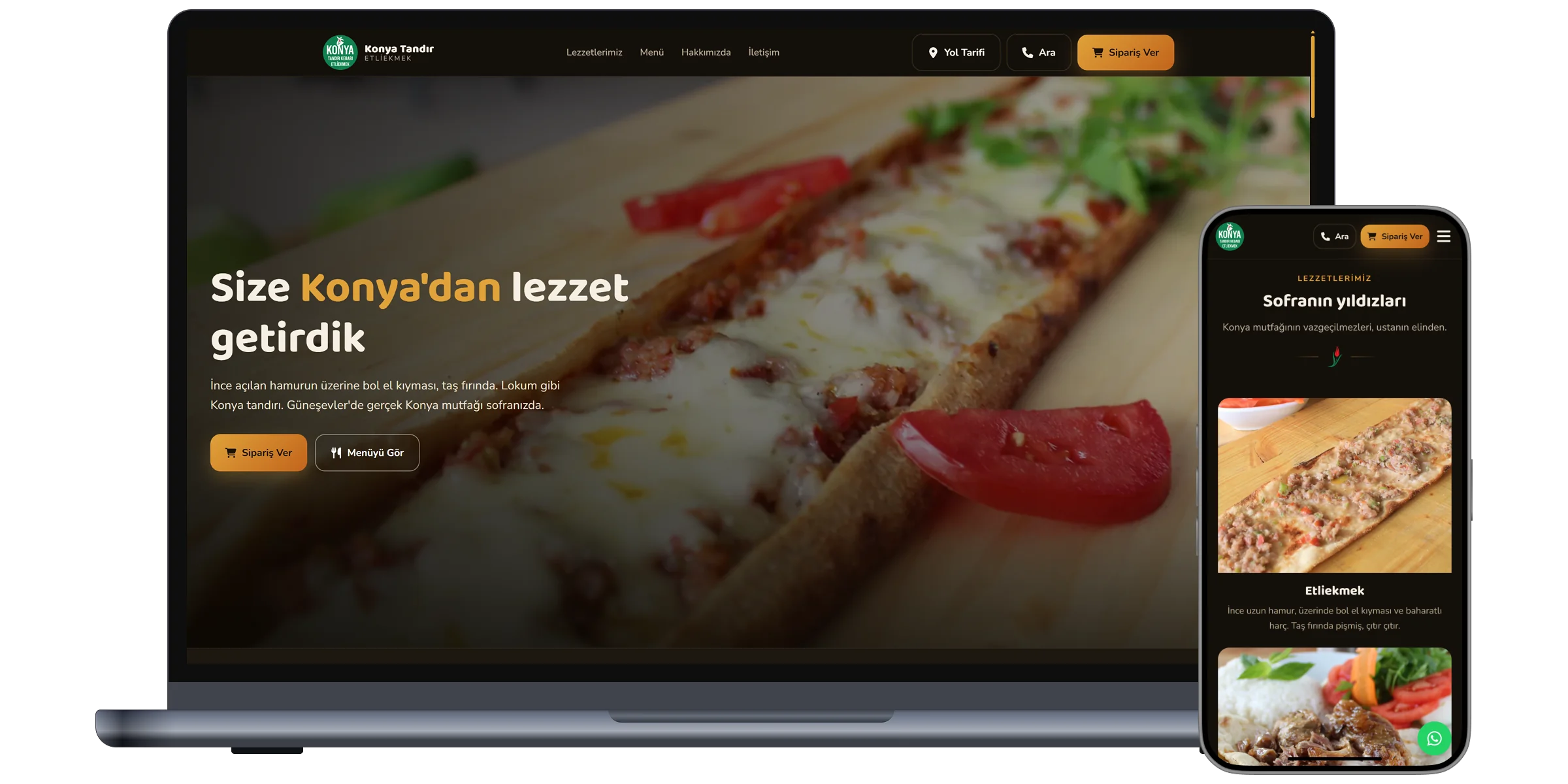 Restaurant website screen