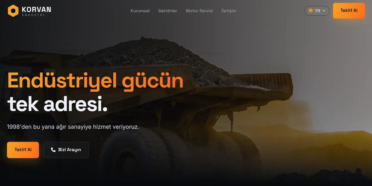Industrial manufacturer website screen