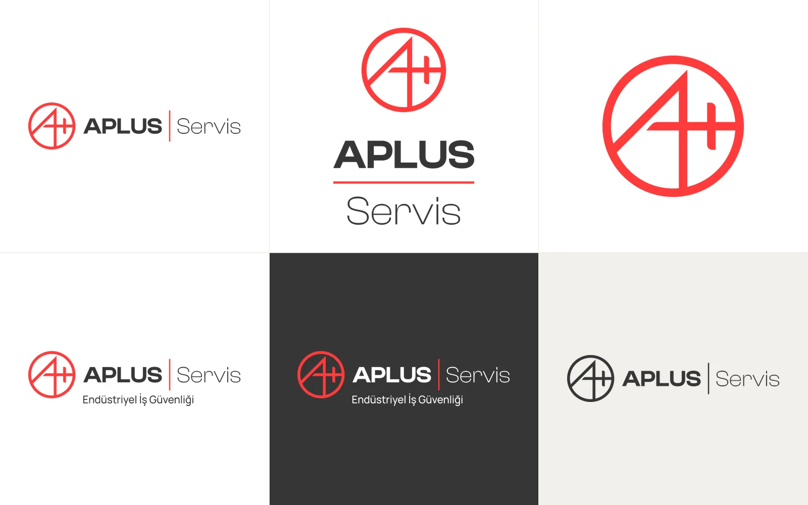 Aplus Servis logo system: horizontal, vertical, icon, tagline, white and single-color versions