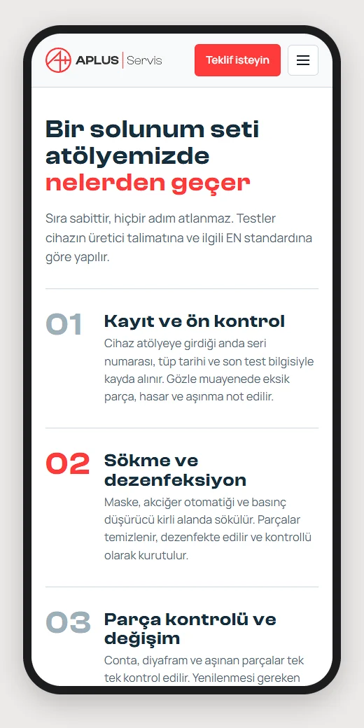 Workshop process steps on mobile