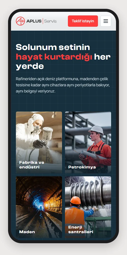 Sectors on mobile: factories, petrochemicals, mining and power plants