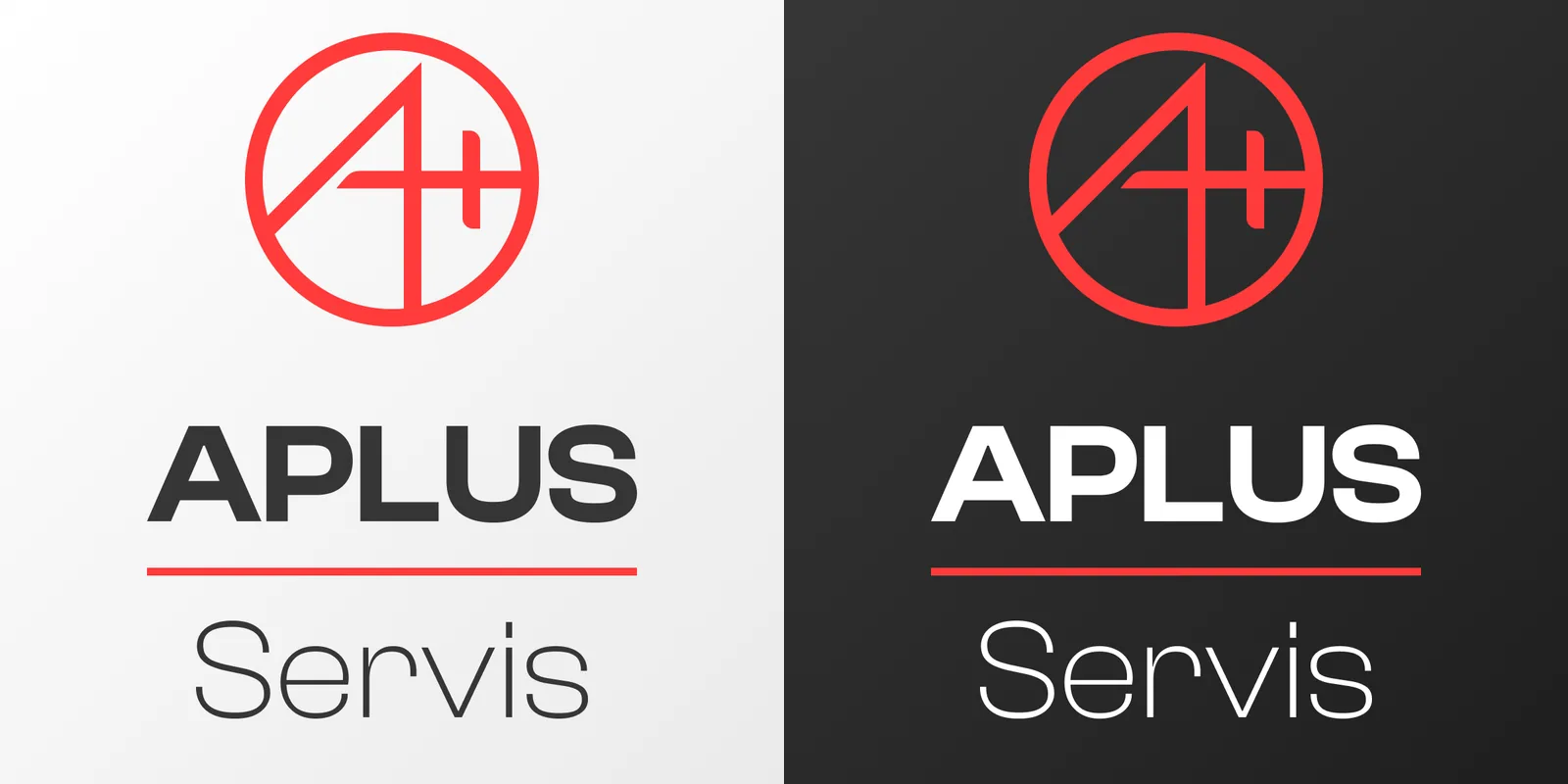 Aplus Servis social media profile images, light and dark versions