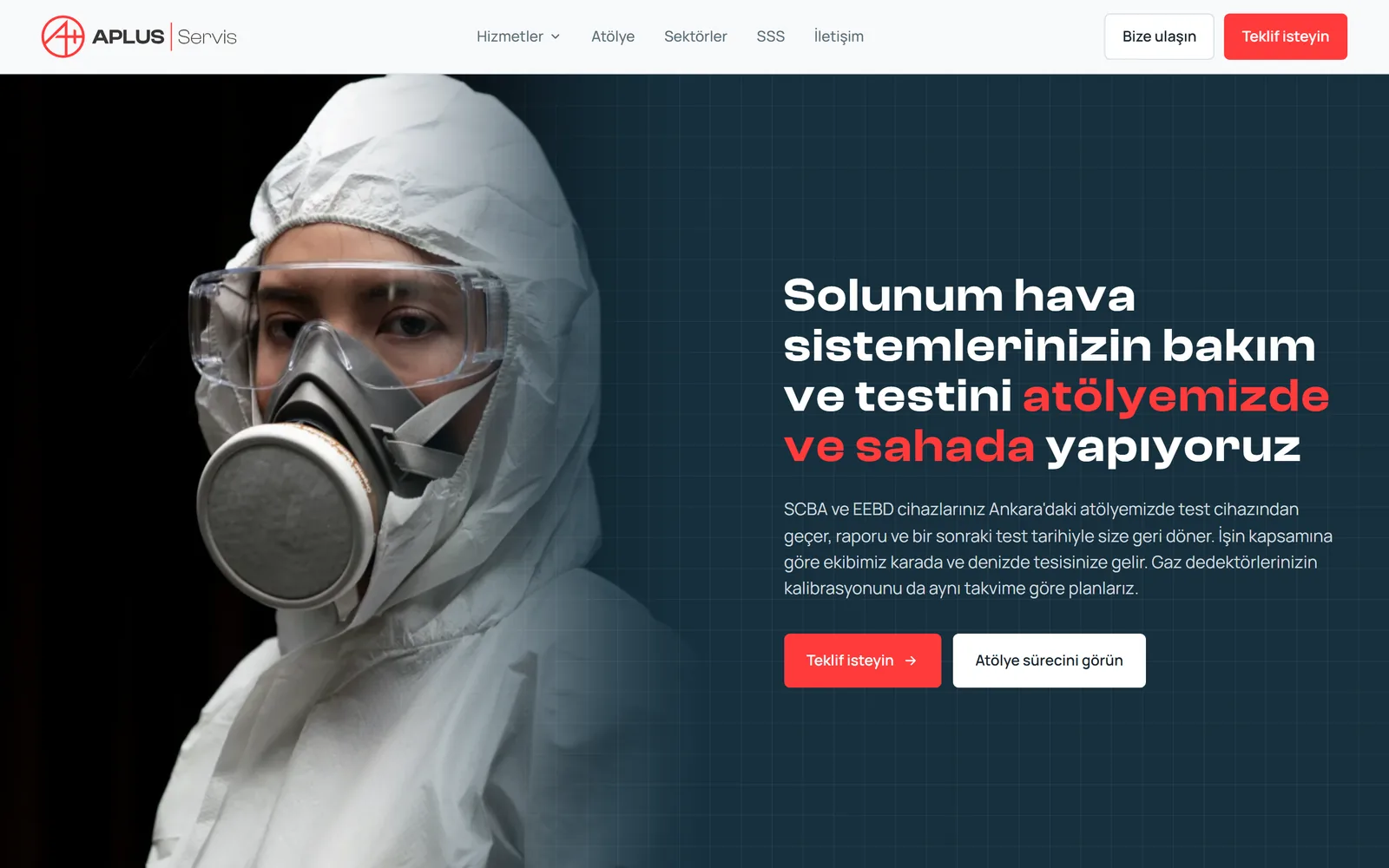 Aplus Servis website home page, desktop view