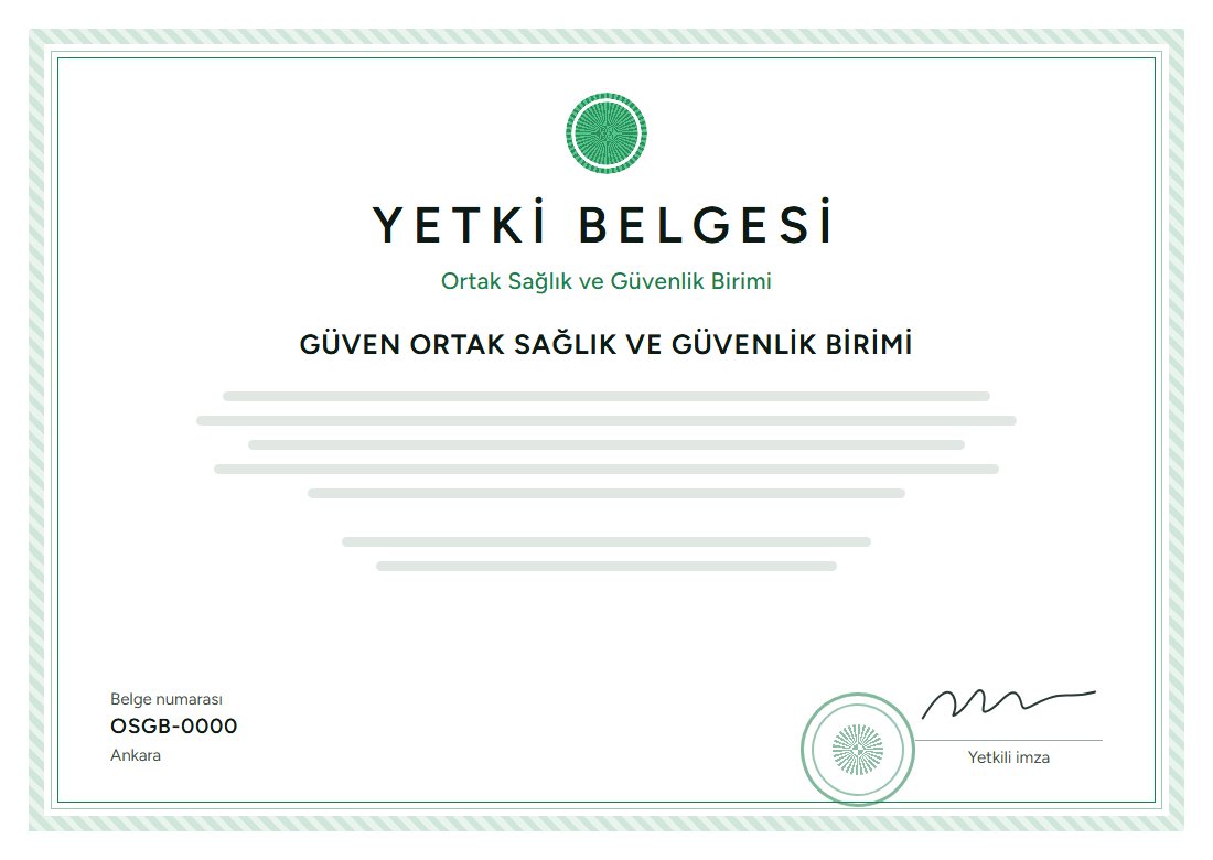 Güven OSGB yetki belgesi, örnek tarama