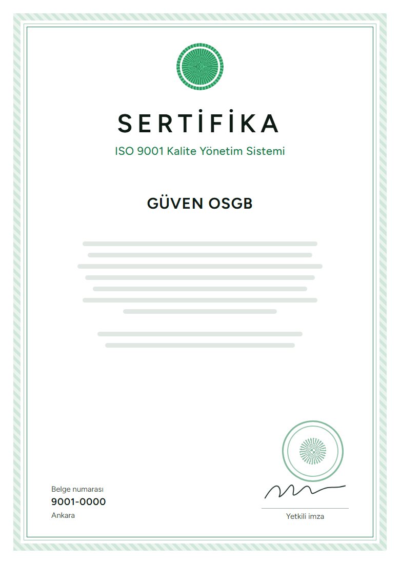 ISO 9001 kalite yönetim sistemi belgesi, örnek tarama